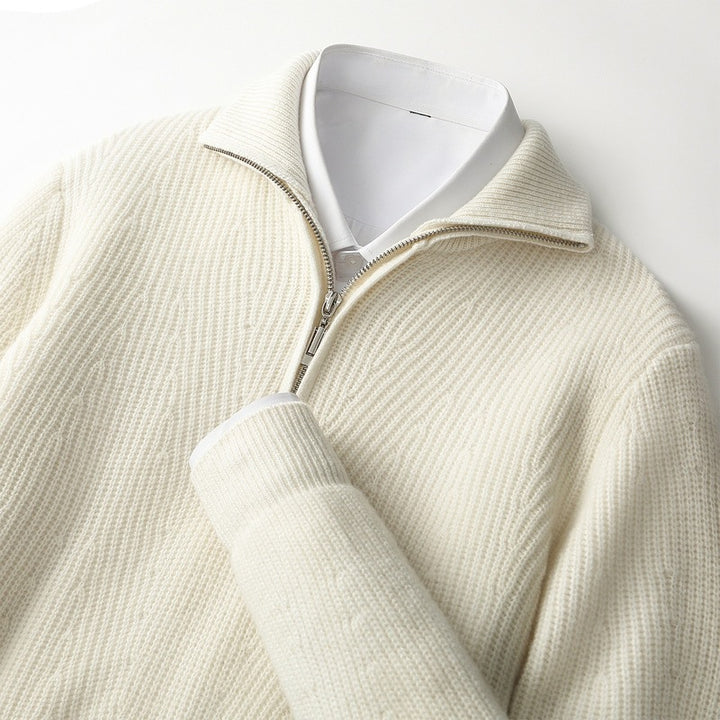 Men's Half-Zip Polo Collar Sweater – Relaxed Loose Fit