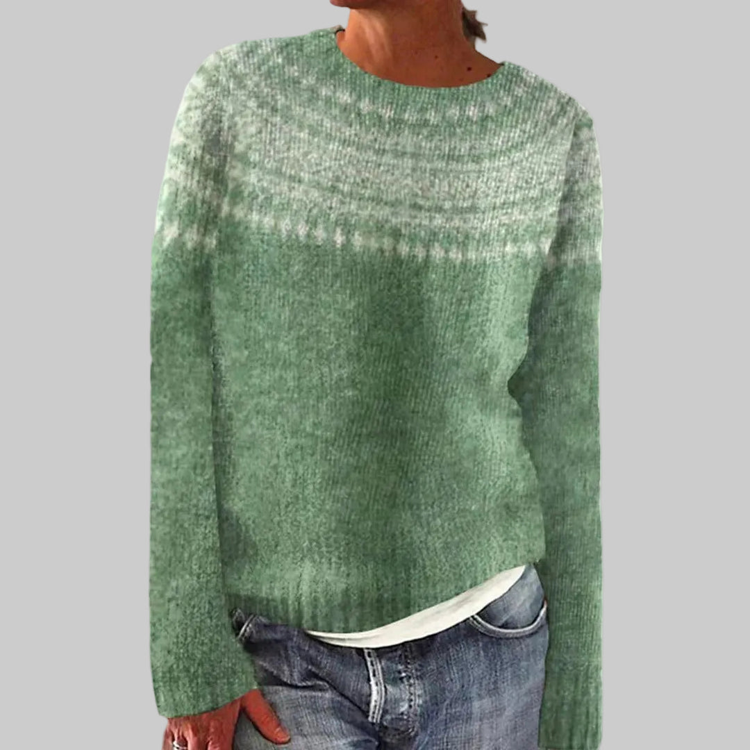 Women's Sweater – Geometric 3D Knit Pullover, Cotton Blend, Relaxed Fit