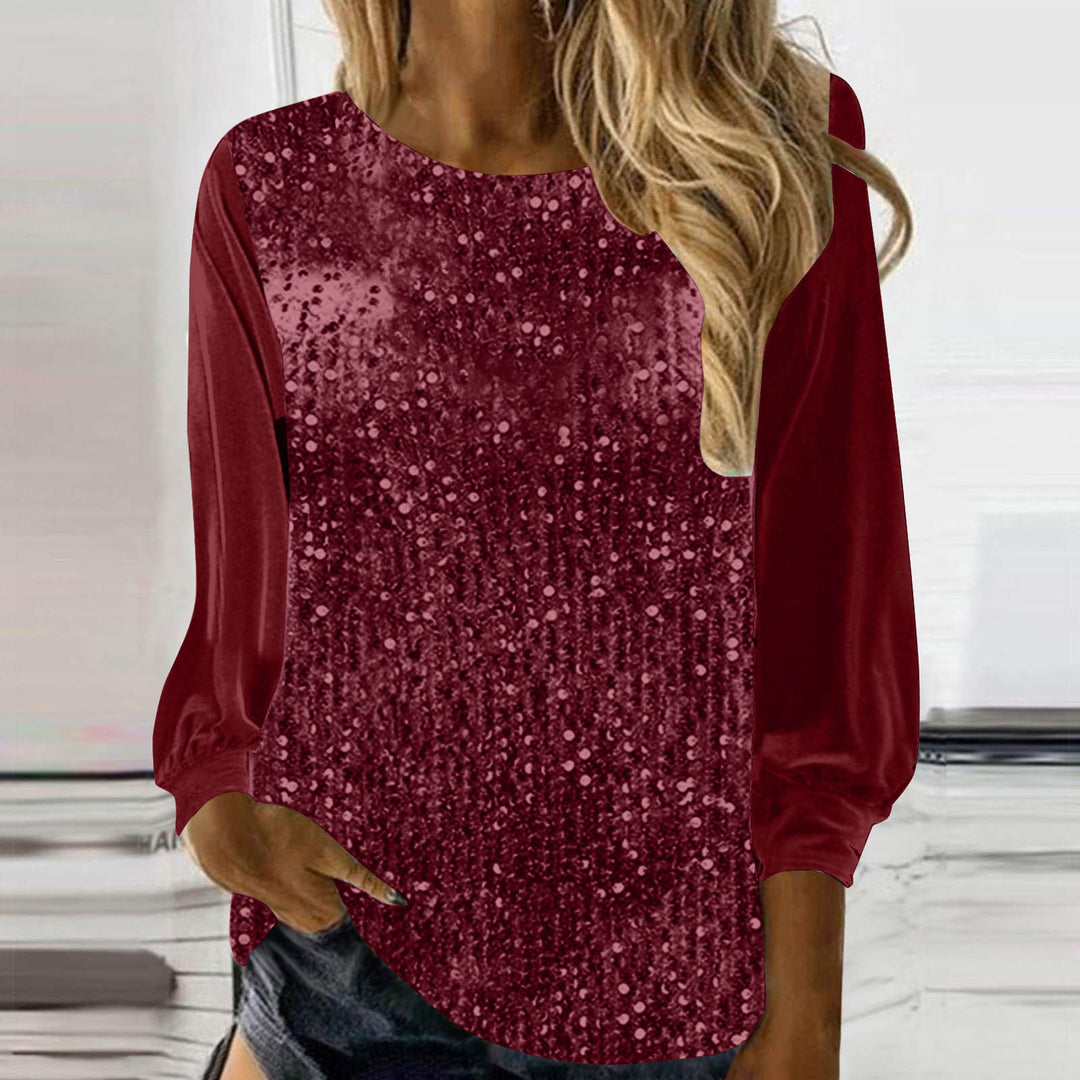 Sequin Corduroy Top – Women's Relaxed Long Sleeve Pullover