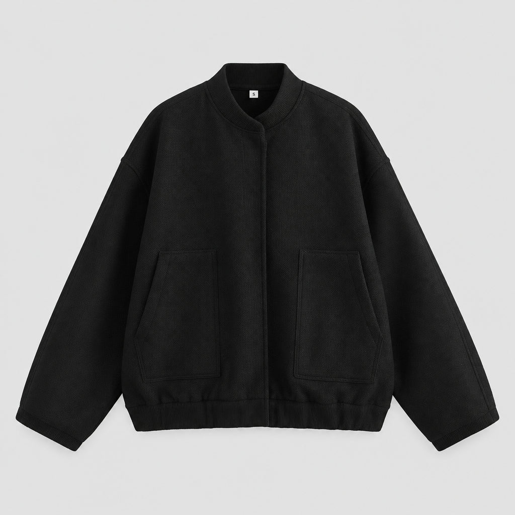 Women's Mandarin Collar Coat – Hidden Button Streetwear Layering