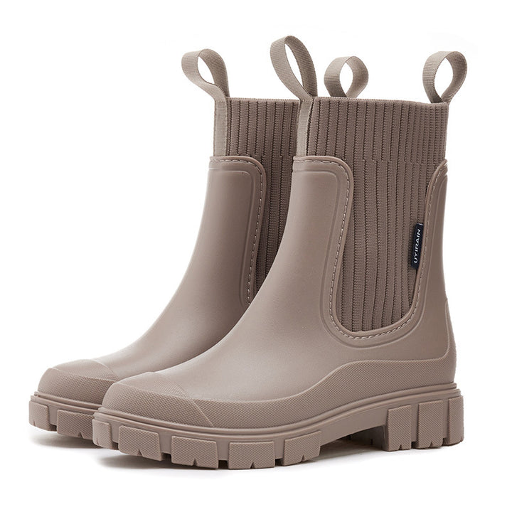 Women's Waterproof Mid Calf Boot – Elastic Band Slip-On Design