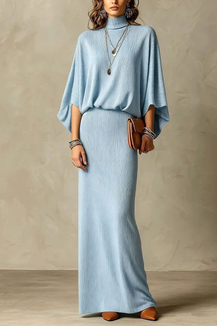 Women's Two Piece Set Cotton Batwing Sleeve Top & Long Skirt