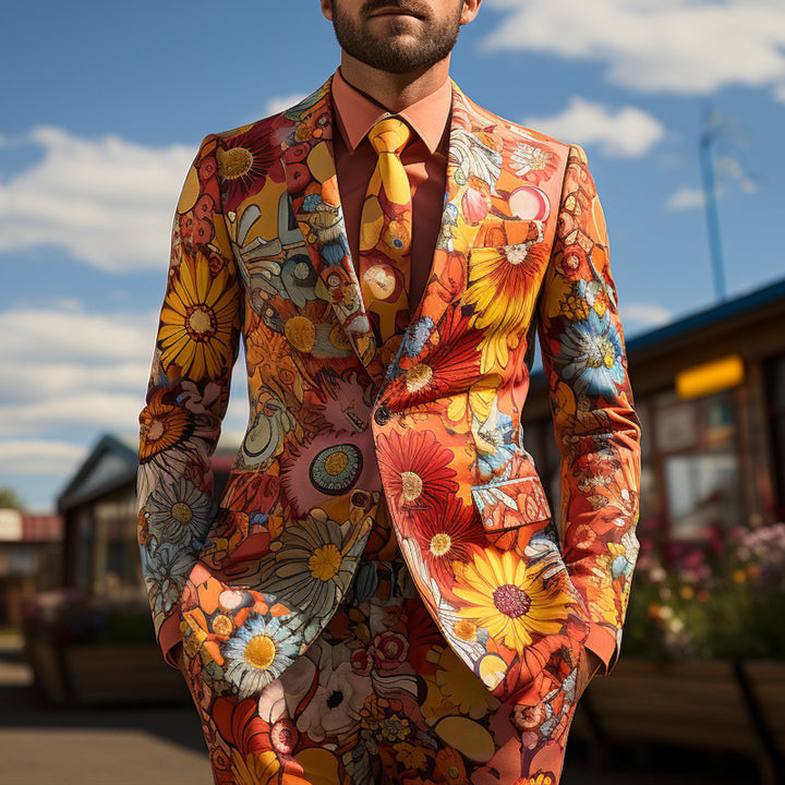 Men's Colorblock Blazer – Tailored Cotton Statement Suit Jacket
