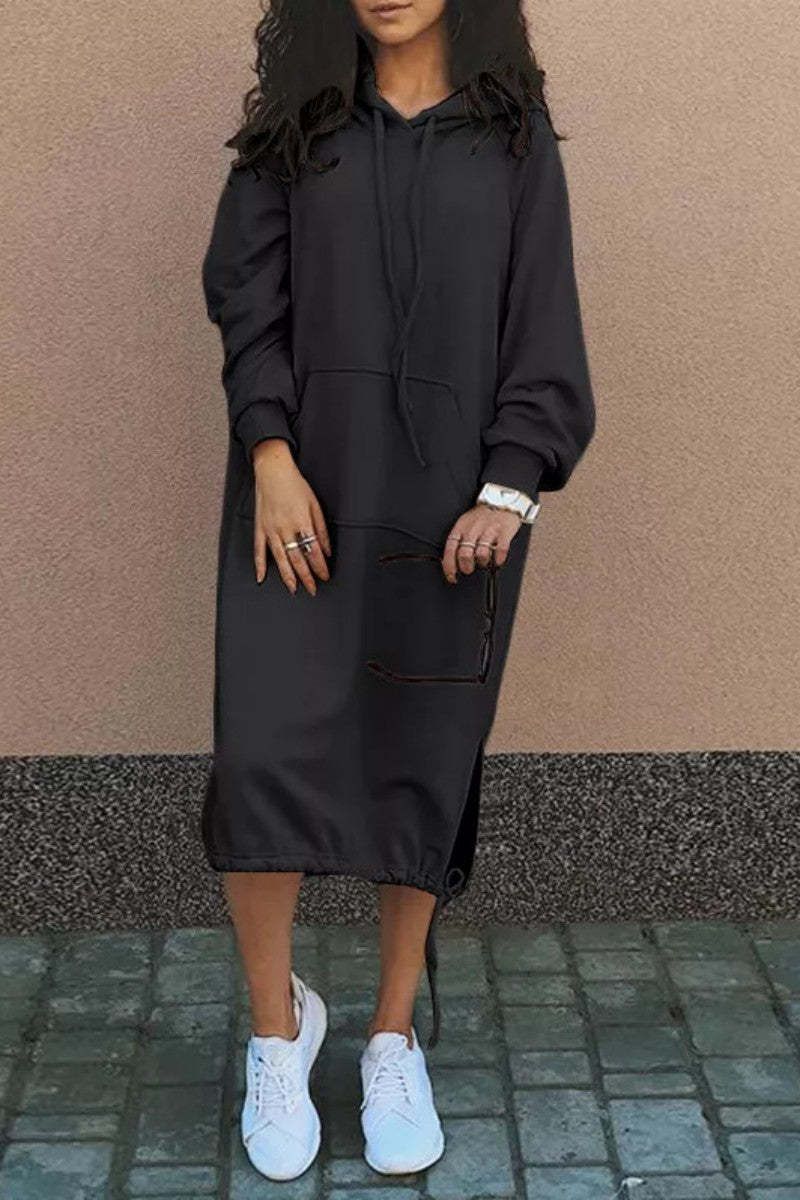 Women's Long Knit Hoodie – Plus Relaxed Pullover with Pocket