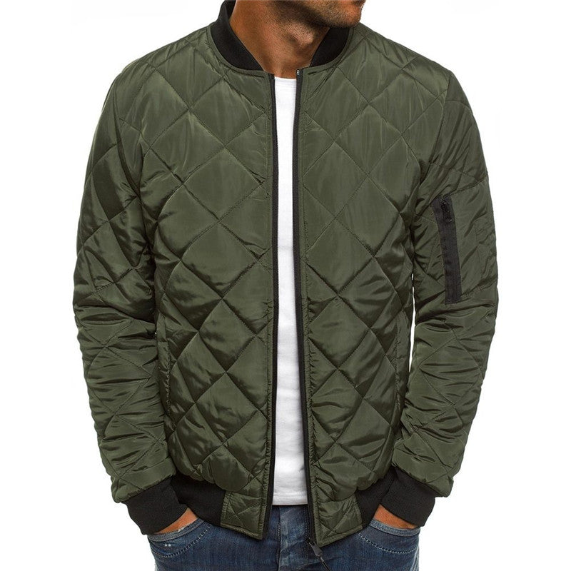 Men's Quilted Stand Collar Jacket – Urban Diamond Stitch Cardigan