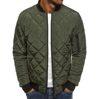 Men's Quilted Stand Collar Jacket – Urban Diamond Stitch Cardigan