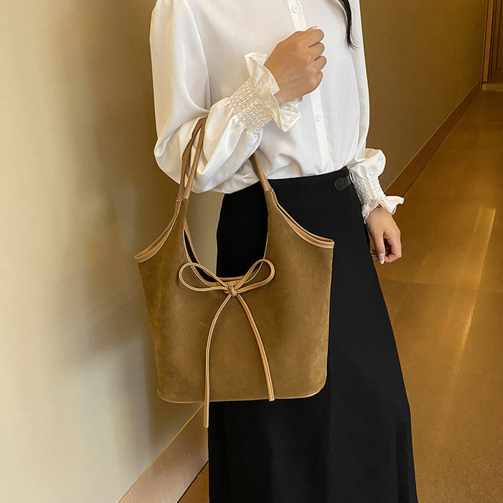 Bucket Shoulder Bag for Women – Soft Vegan Leather, Double Straps