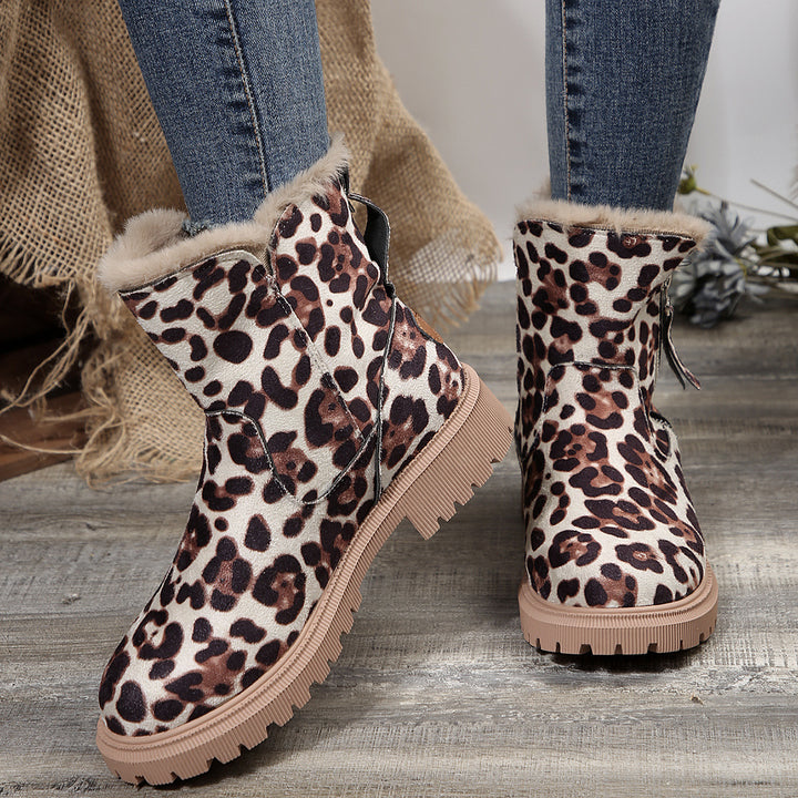 Women's Winter Ankle Boot – Suede Look, Plush Lined, Side Zip