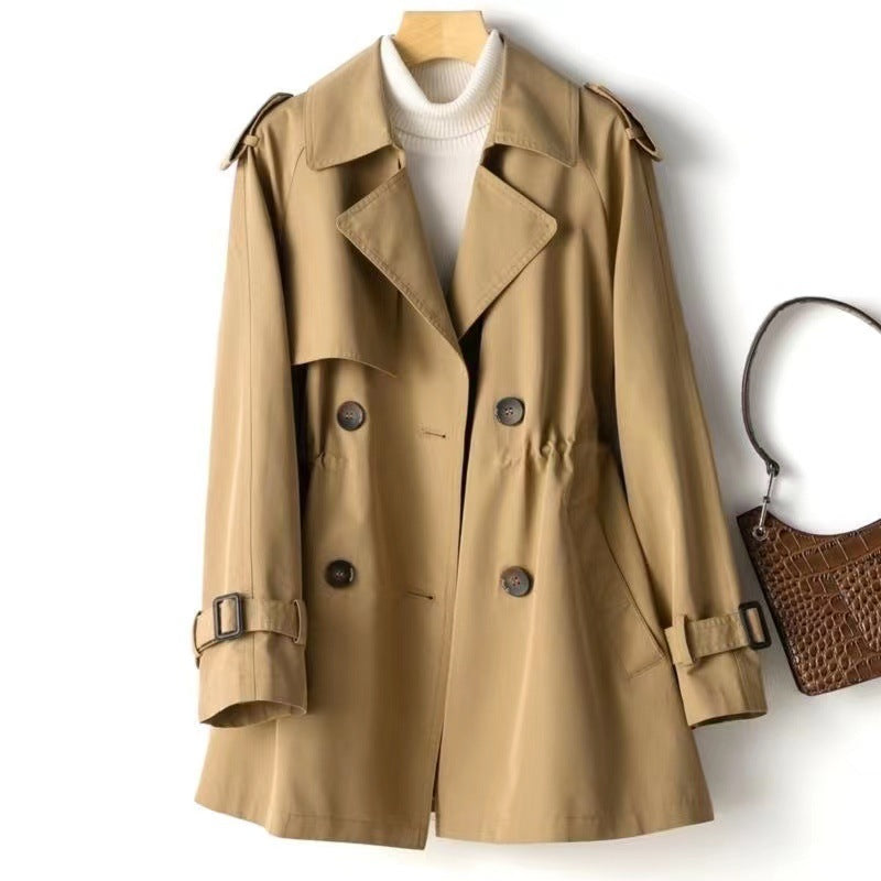 Women's Wrap Coat – Mid Length, Double Layer, Waist Tie