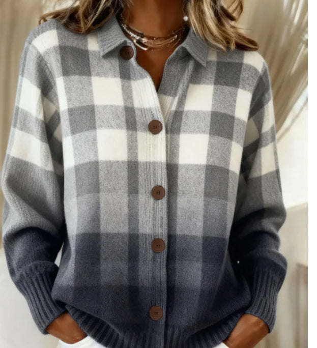 Women's 3D Texture Lapel Cardigan Top – Art-Inspired Thick Knit