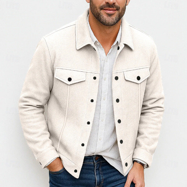 Men's Slim Fit Wool Look Coat – Classic Lapel Design