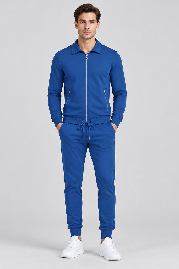 Men's Waffle Textured Two Piece Suit – Long Sleeve Jacket & Trousers