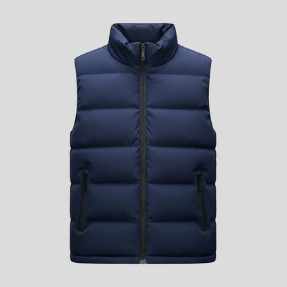 Men's Padded Sleeveless Jacket – Quilted Warmth with Stand Collar