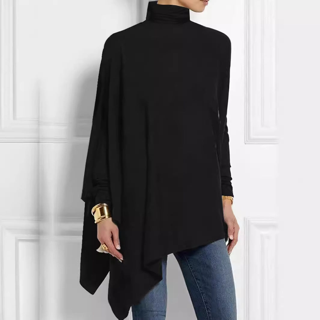 Women's Long Sleeve Irregular Hem Top – Soft Draped Silhouette