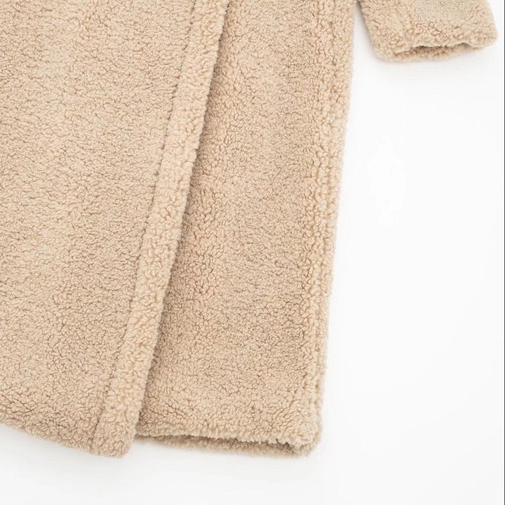 Women's Lambswool Look Longline Coat with Large Lapel