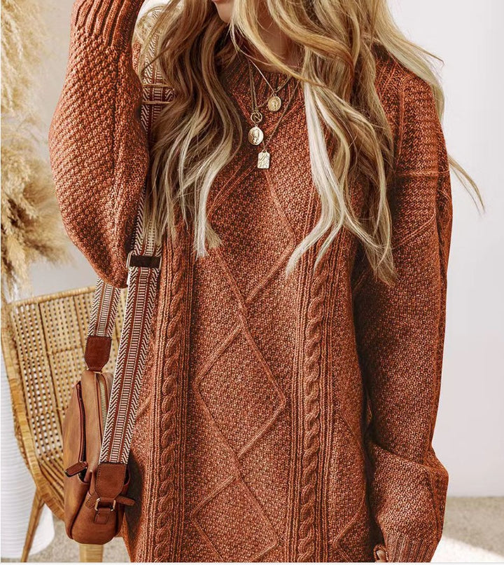 Women's Knit Sweater Mini Dress – High Waist Pullover Silhouette