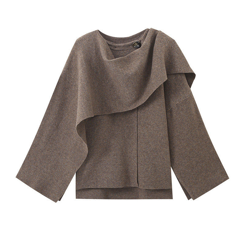 Knit Jacket for Women – Soft Knit Asymmetric Scarf Pullover