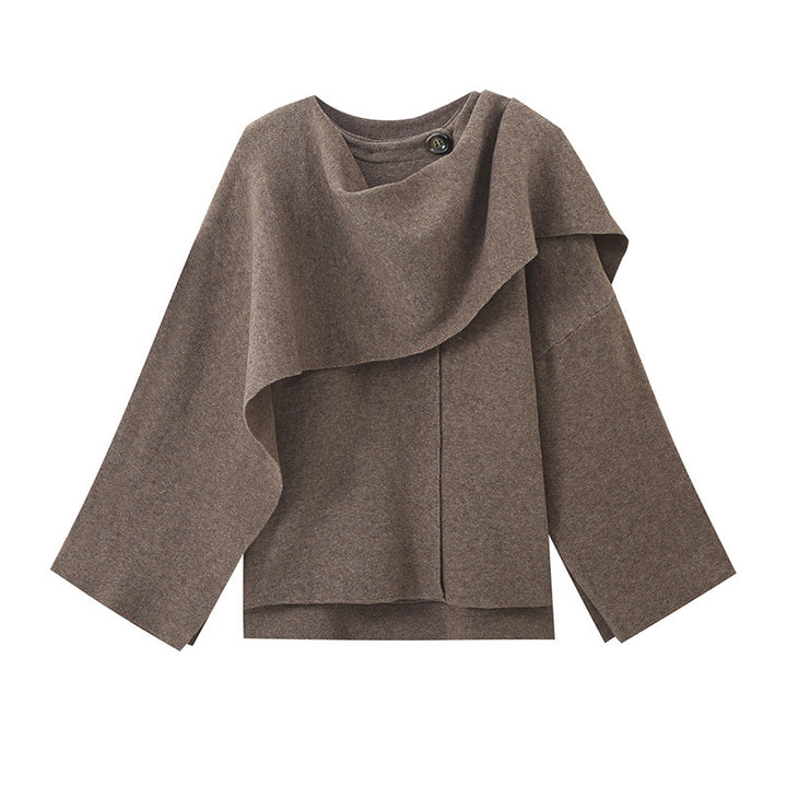 Knit Jacket for Women – Soft Knit Asymmetric Scarf Pullover