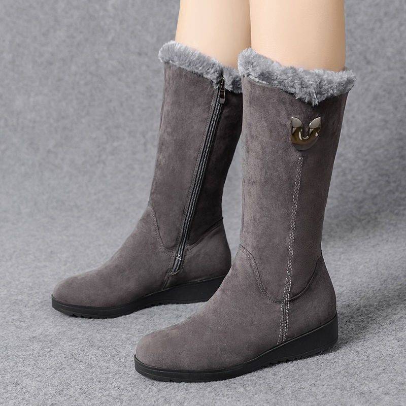 Women's Winter Boots – Mid-Tube, Warm Plush Lining, Non-Slip Sole