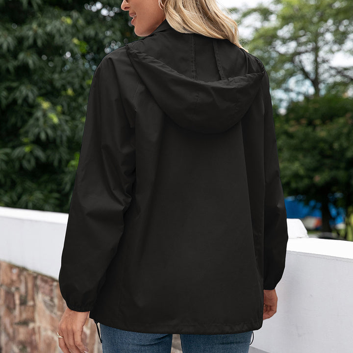 Women's Rain Jacket – Lightweight Hooded Shell with Zipper Closure