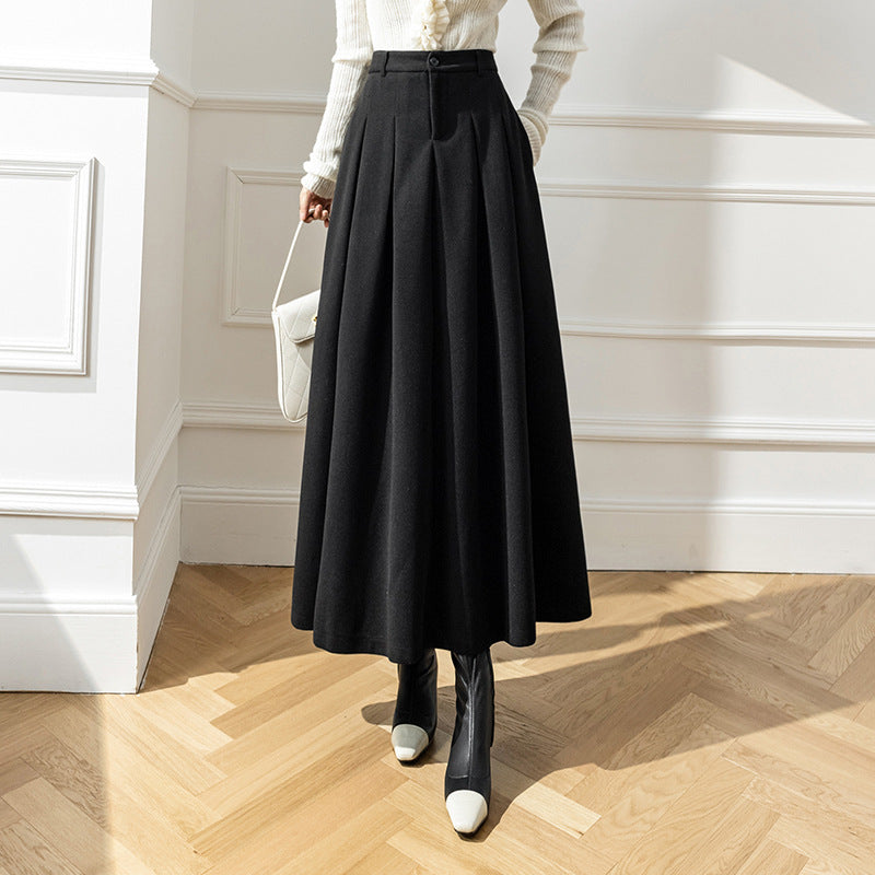 Women's Midi Skirt in Metal Silk – Pleated High Waist Swing Style