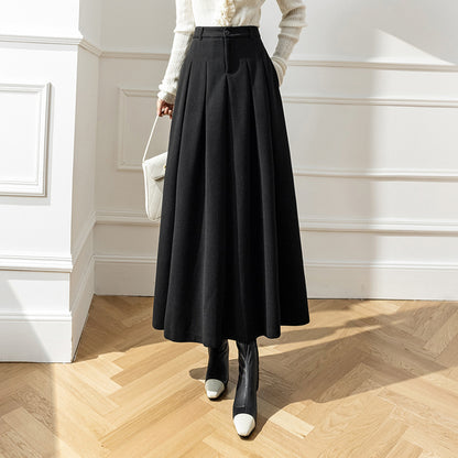 Women's Midi Skirt in Metal Silk – Pleated High Waist Swing Style