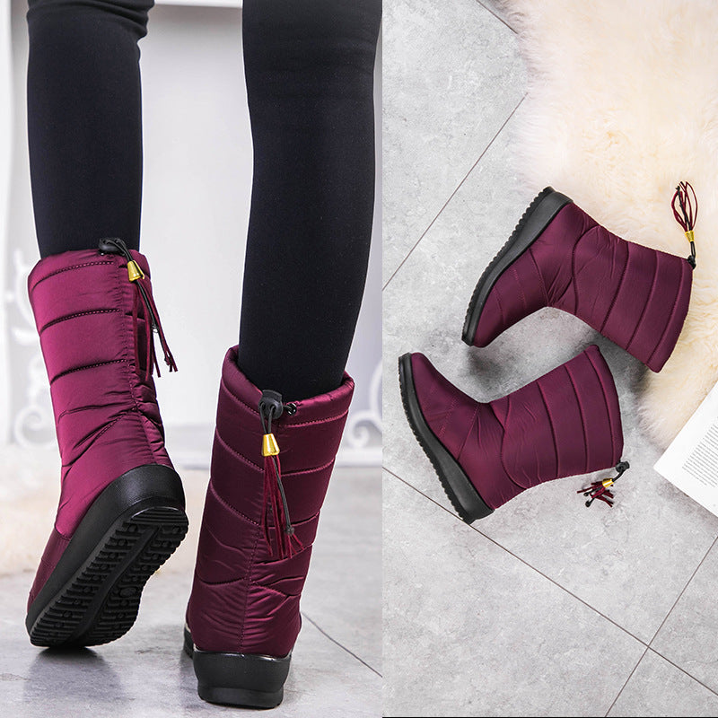 Women's Quilted Mid-Calf Boot – Waterproof Shell, Tassel Detail