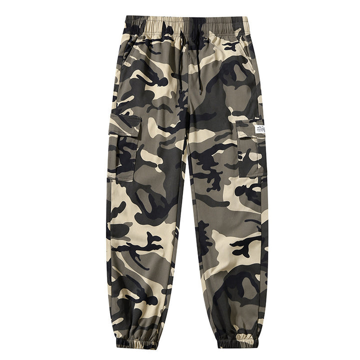 Men's Camo Cargo Pants – Cotton Ankle-Tied Drawstring Waist
