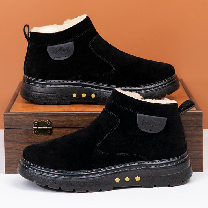 Men's Sheepskin Wool Boot – Low Heel Non-Slip Comfort Footwear