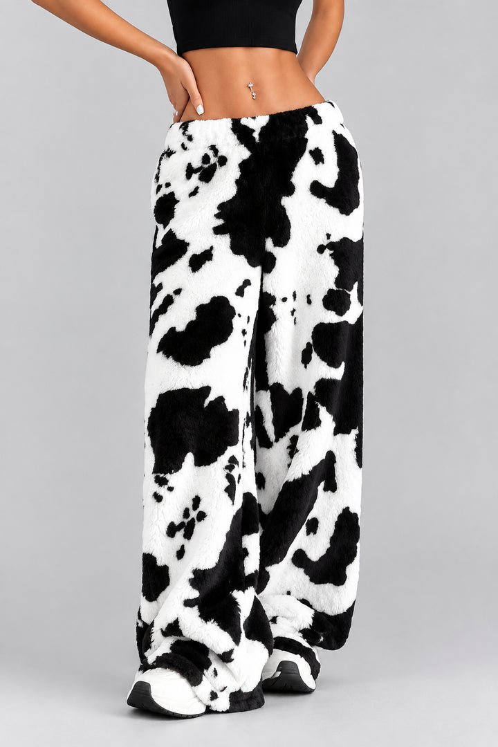 Women's Wide Leg Printed Cotton Trousers – Relaxed Loose Fit