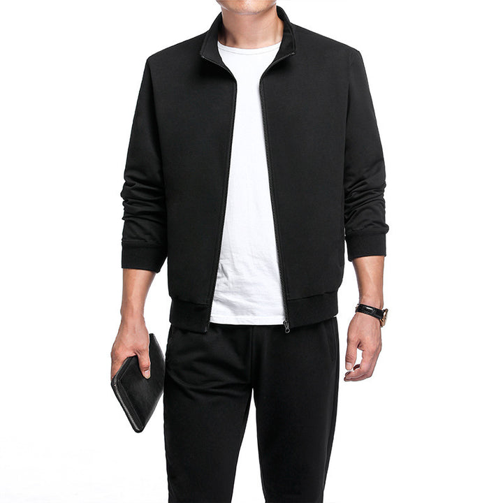 Men's Stand Collar Two Piece Set – Relaxed Zip Cardigan & Jogger