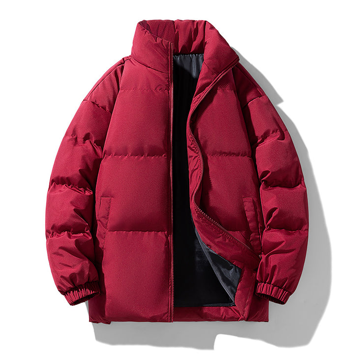 Men's Quilted Padded Winter Coat – Stand Collar, Warm Outerwear