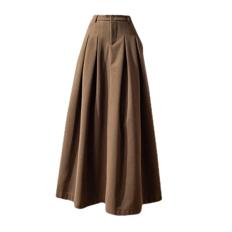 Women's Midi Skirt in Metal Silk – Pleated High Waist Swing Style