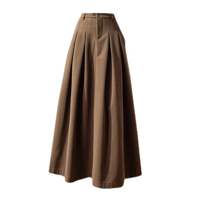 Women's Midi Skirt in Metal Silk – Pleated High Waist Swing Style