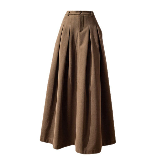 Women's Midi Skirt in Metal Silk – Pleated High Waist Swing Style