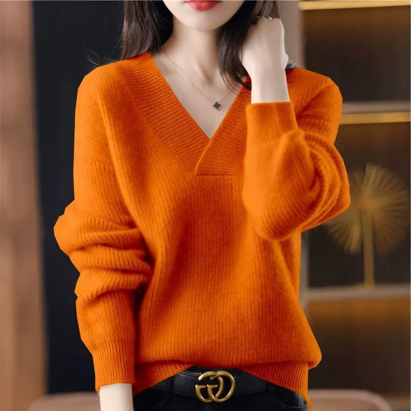 Women's Knit Sweater – Relaxed Fit with Modern Collar Detail