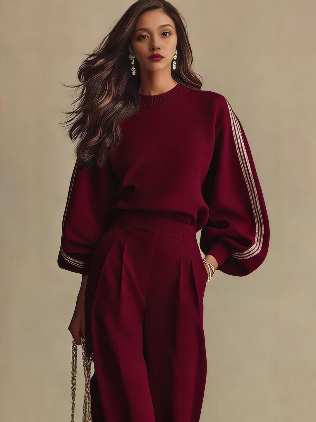 Women's Two Piece Lounge Set – Soft Stretch Sweatshirt & Pants