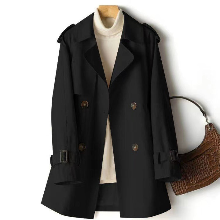 Women's Wrap Coat – Mid Length, Double Layer, Waist Tie