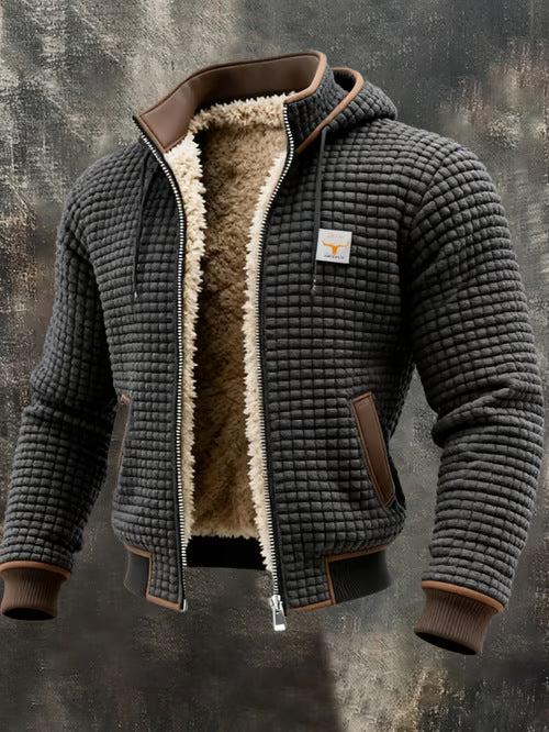 Men's Jacket – Quilted Slim Fit, Soft Structured Fabric, Stand Collar