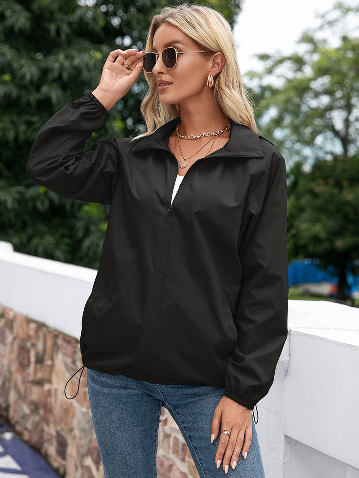 Women's Rain Jacket – Lightweight Hooded Shell with Zipper Closure