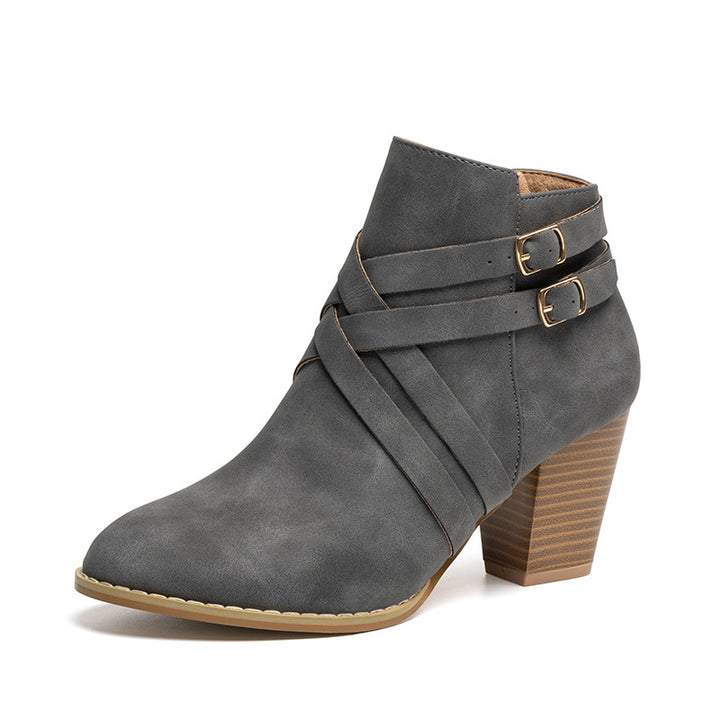 Women's Heightened Low Ankle Boot – Chunky Heel Short Silhouette