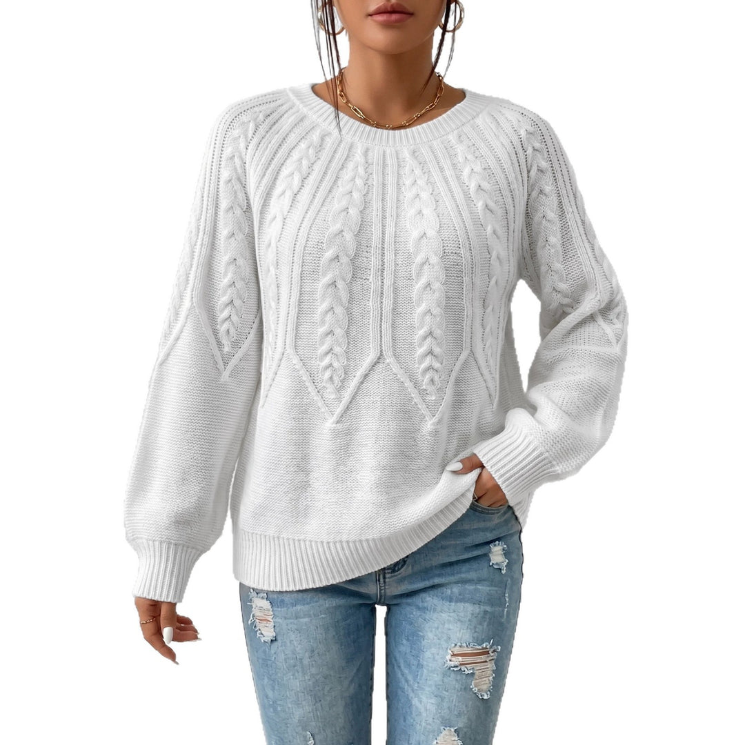 Women's Cable-Knit Sweater – Soft Cotton Yarn, Long Sleeve