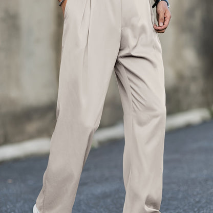 Men's Wide-Leg Cotton Trouser – Relaxed Fit, Stretch Waistband