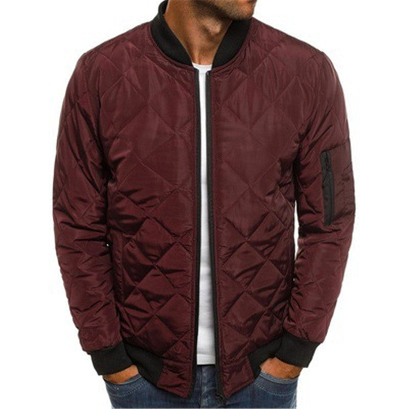 Men's Quilted Stand Collar Jacket – Urban Diamond Stitch Cardigan
