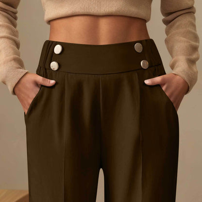 Women's Straight Fit High Waist Trouser – Relaxed Draping Silhouette