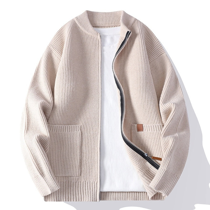 Men's Striped Knit Cardigan Jacket – Straight Fit Everyday Layer