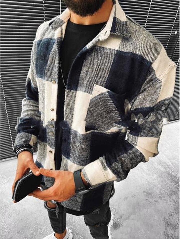 Men's Plaid Shirt – Classic Pattern with Chest Pocket Detail