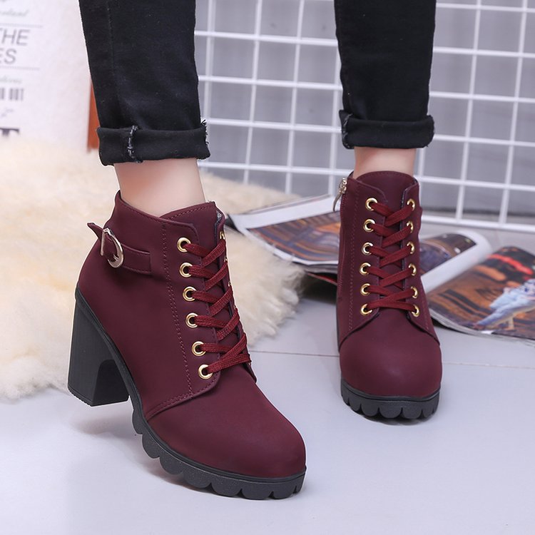 Vegan Leather Ankle Boot – Women's Cross-Strap Suede, Rugged Sole