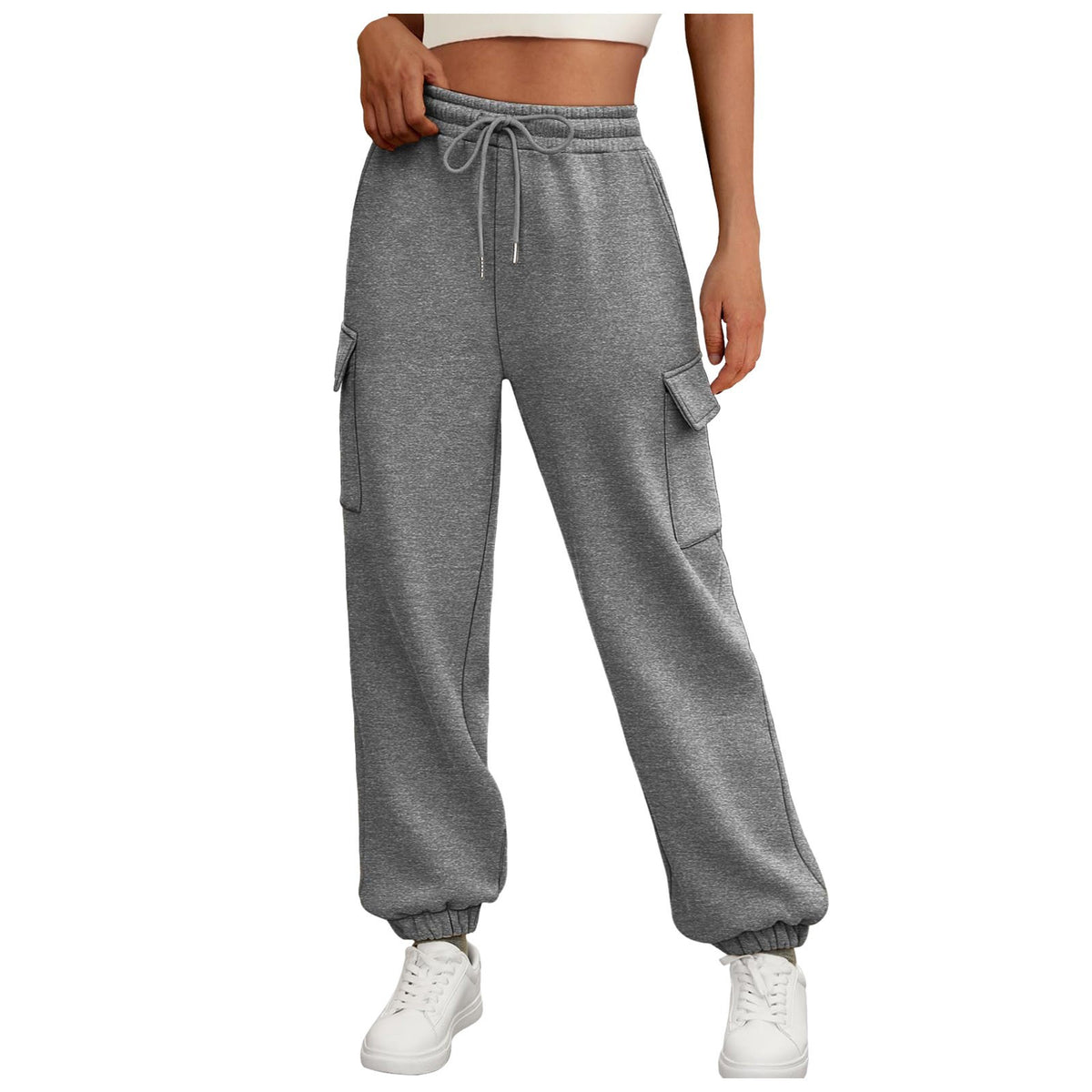 Women's Fleece Lined Jogger Cargo Trousers with Pockets