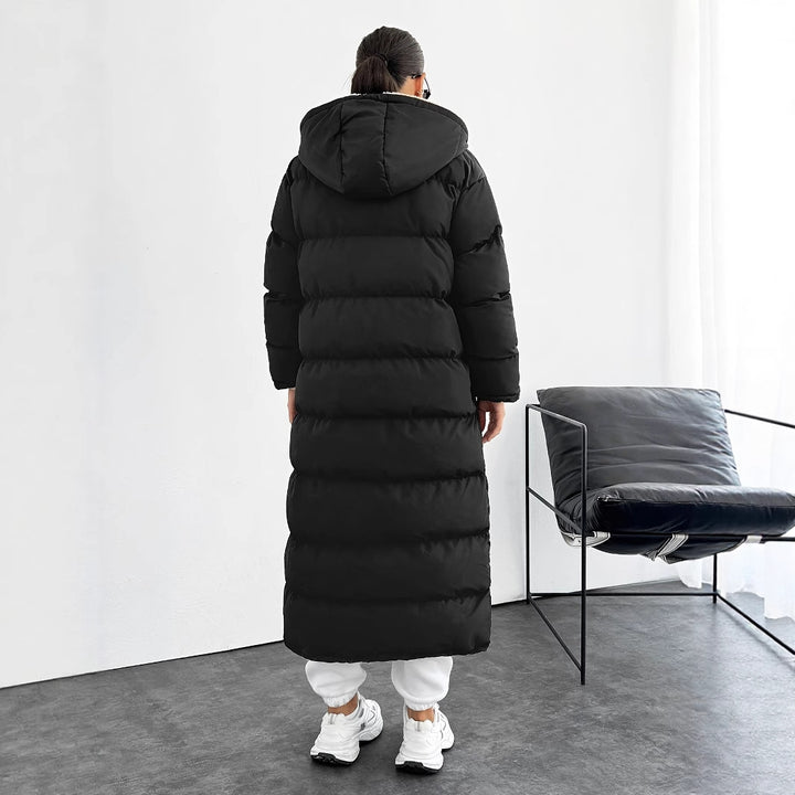 Women's Puffer Coat – Long Hooded Ankle-Length Down Alternative
